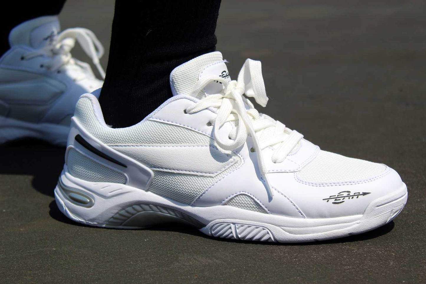 Men's High Arch Firm Support All-In-One White Walking Shoes.