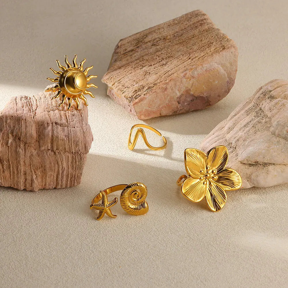 Elegant Stainless Steel Boho Bloom &Shine Ring Collection