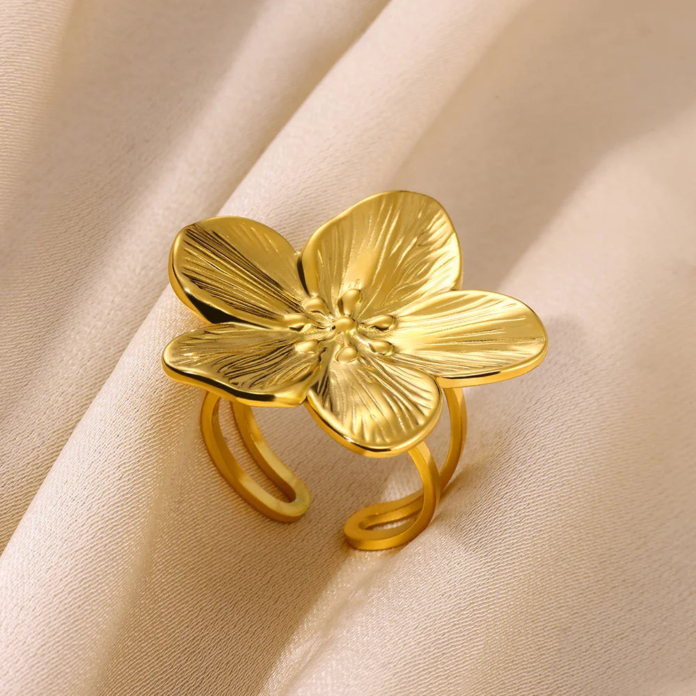 Elegant Stainless Steel Boho Bloom &Shine Ring Collection