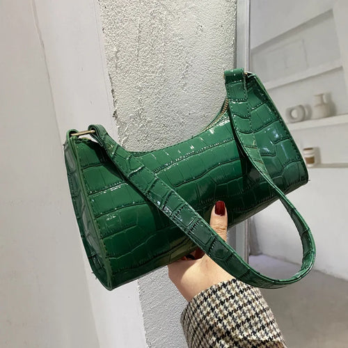 Retro Alligator Pattern Female Small Handbags and Purse Armpit