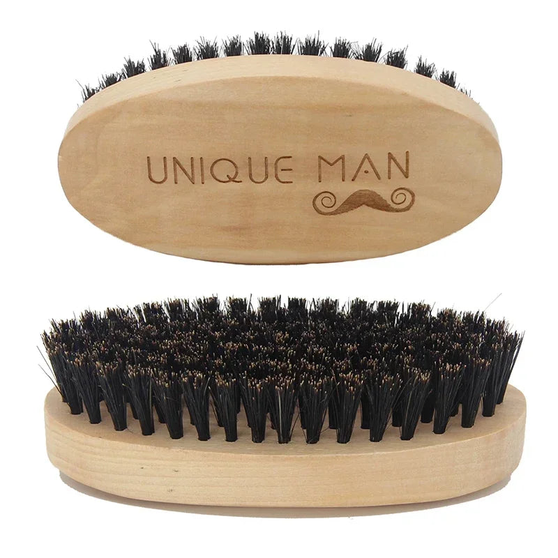 Wooden Hair Beard Brush For Men Natural Wood Comb Boar Bristle