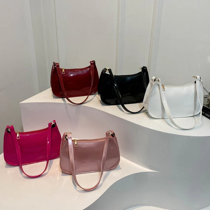 Retro Solid Color PU Leather Shoulder Bag Fashion Women's Handbags