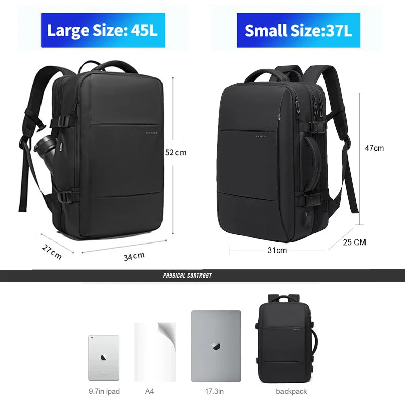 Travel Backpack Men Business Backpack School Expandable USB Bag