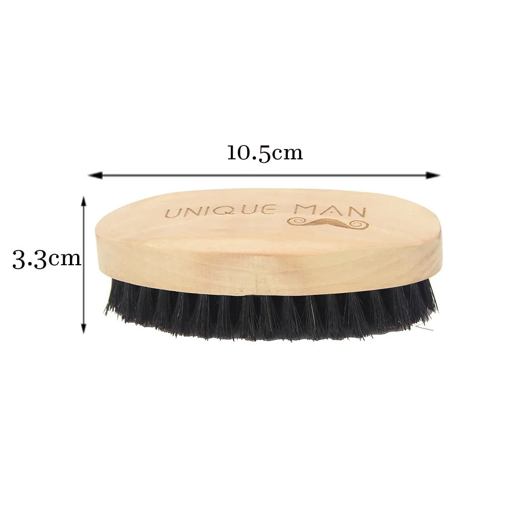 Wooden Hair Beard Brush For Men Natural Wood Comb Boar Bristle