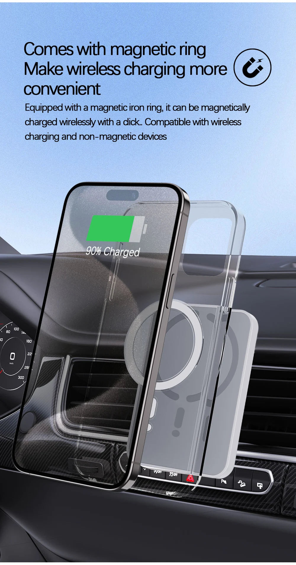 15W Magnetic Car Wireless Charger For Magsafe iPhone 12 13 14 15 16