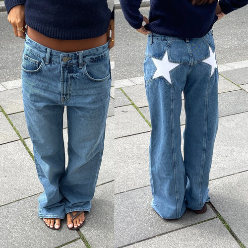 Starlit Y2K Aesthetic Jeans - Vintage Wash