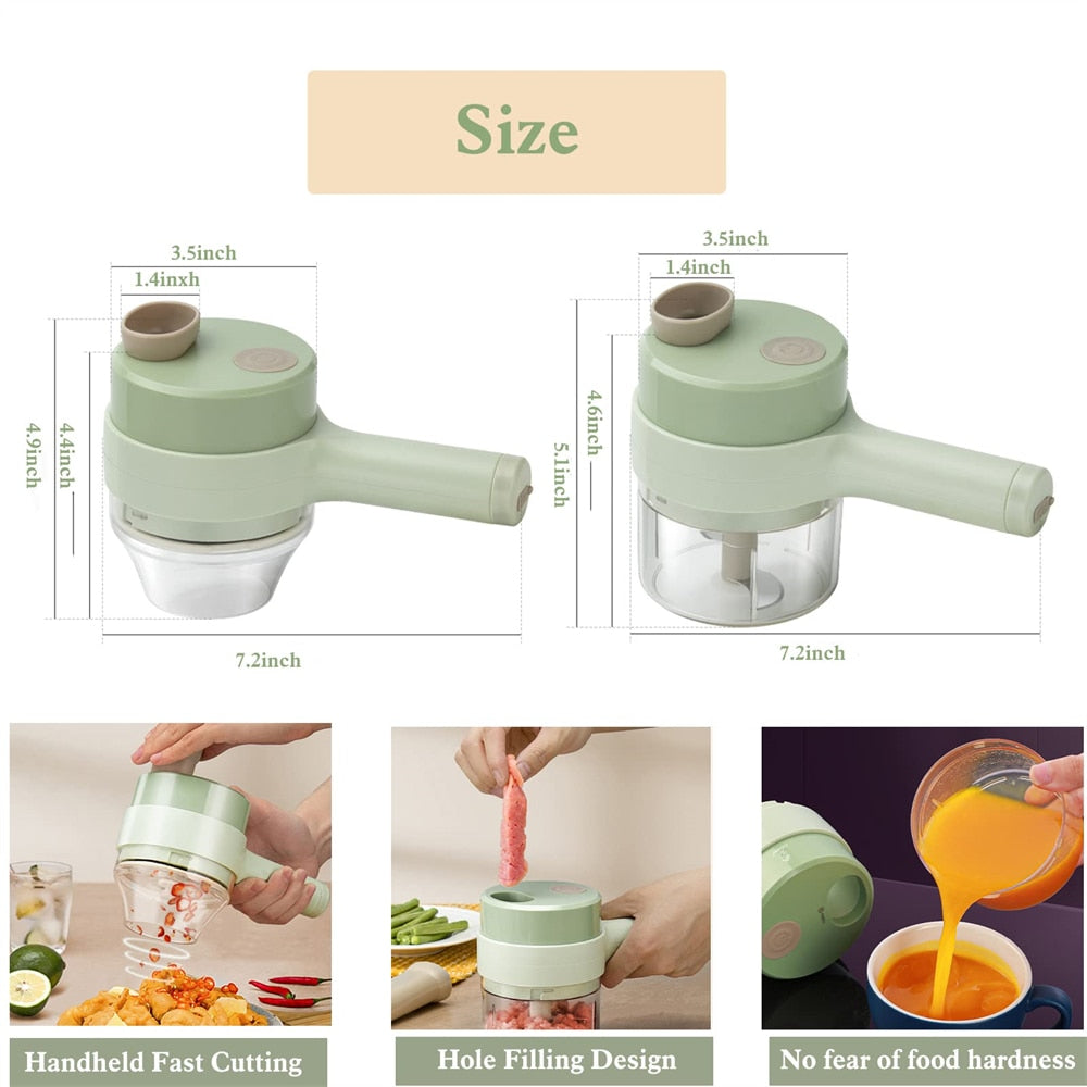 EcoSlice Cordless Vegetable Chopper - 4-Function Kitchen Gadget