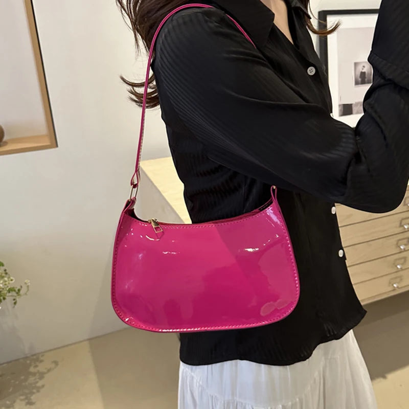 Retro Solid Color PU Leather Shoulder Bag Fashion Women's Handbags
