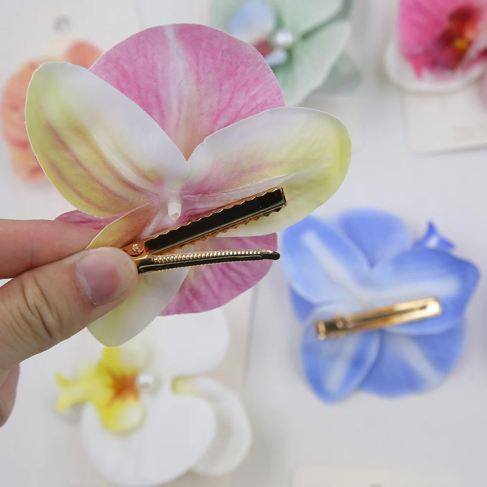 Artificial Orchid Flower Hair Clips for Woman