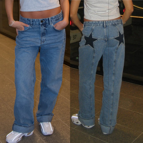 Starlit Y2K Aesthetic Jeans - Vintage Wash