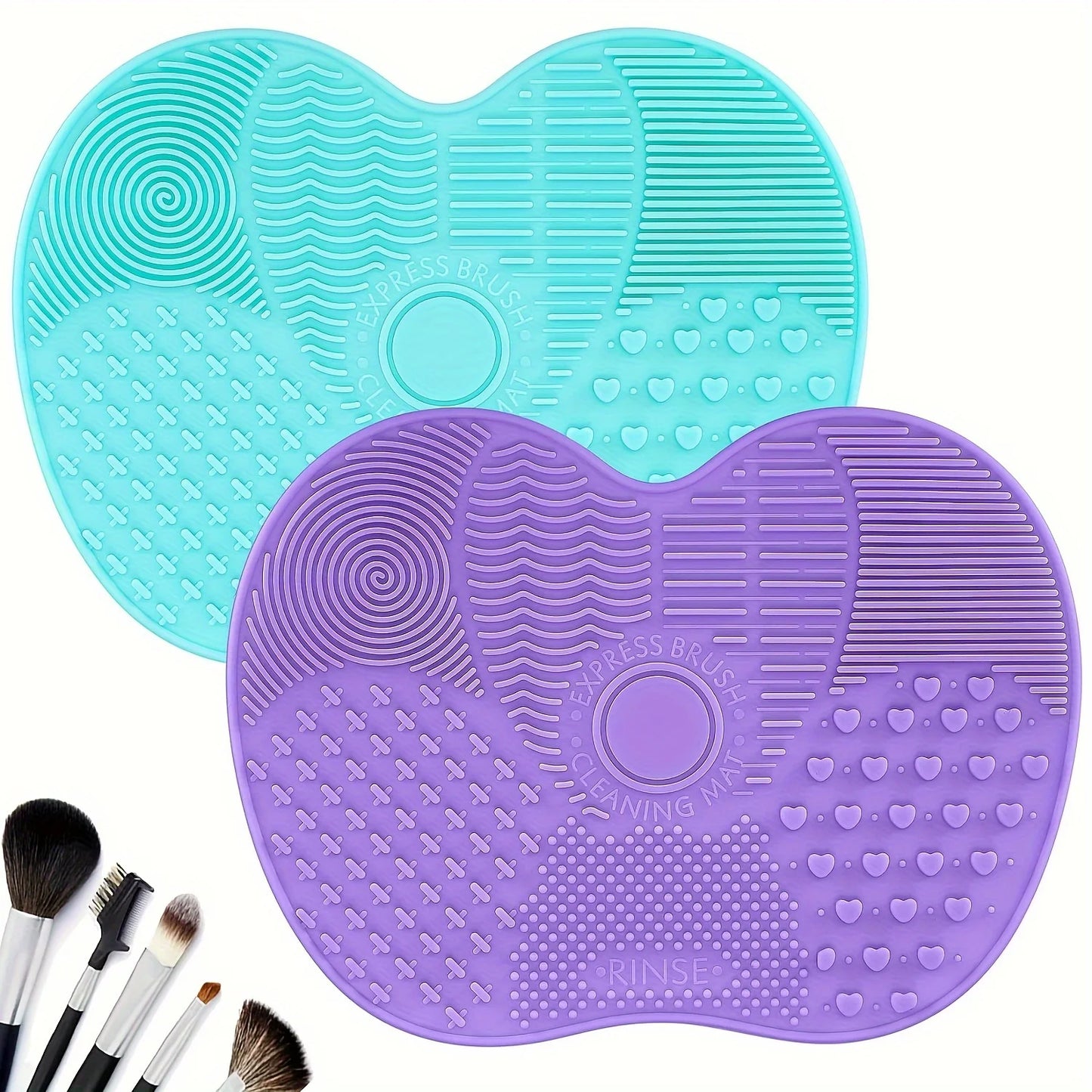 Silicone Apple Shaped Makeup Brush Cleaning Pad - Puff Cleaning Tool