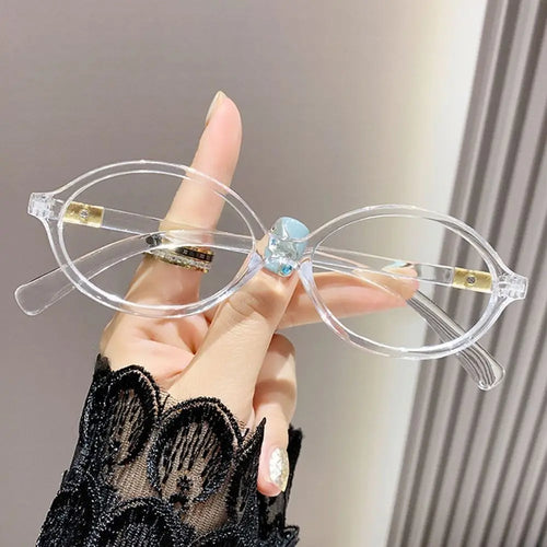 Y2K Retro Oval Frame Glasses Women Female Sweet Cool Eyewear Trend