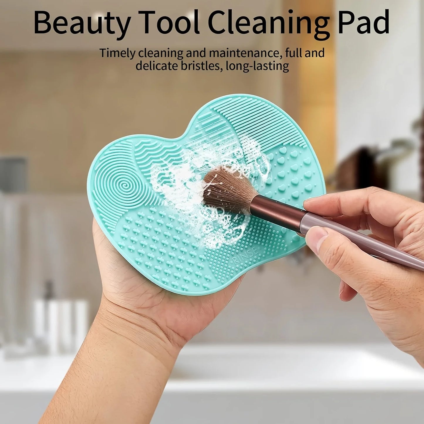 Silicone Apple Shaped Makeup Brush Cleaning Pad - Puff Cleaning Tool