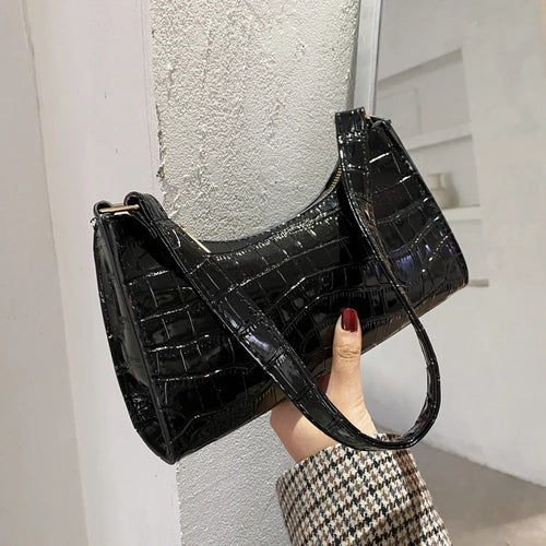 Retro Alligator Pattern Female Small Handbags and Purse Armpit