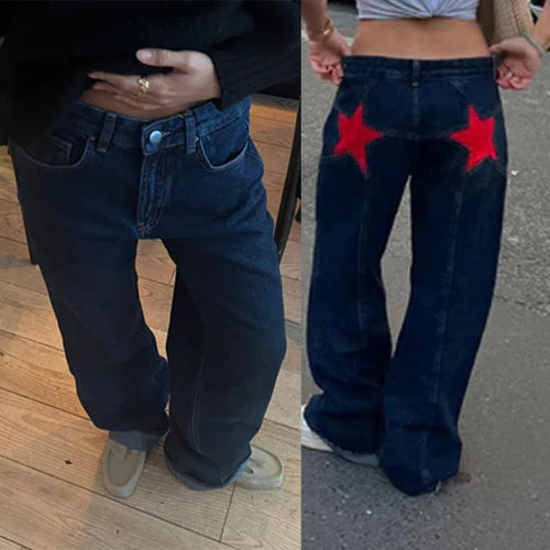 Starlit Y2K Aesthetic Jeans - Vintage Wash