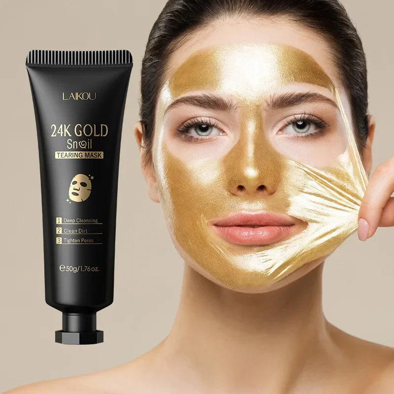 LAIKOU 24K Gold SNAIL TEARING Mask Deep Cleansing Remove Blackhead