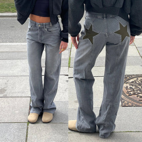 Starlit Y2K Aesthetic Jeans - Vintage Wash