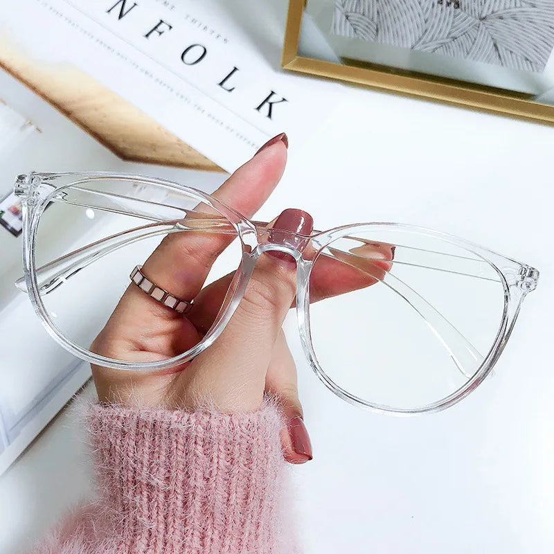 Transparent Computer Glasses Frame Women Men Anti Blue Light Round