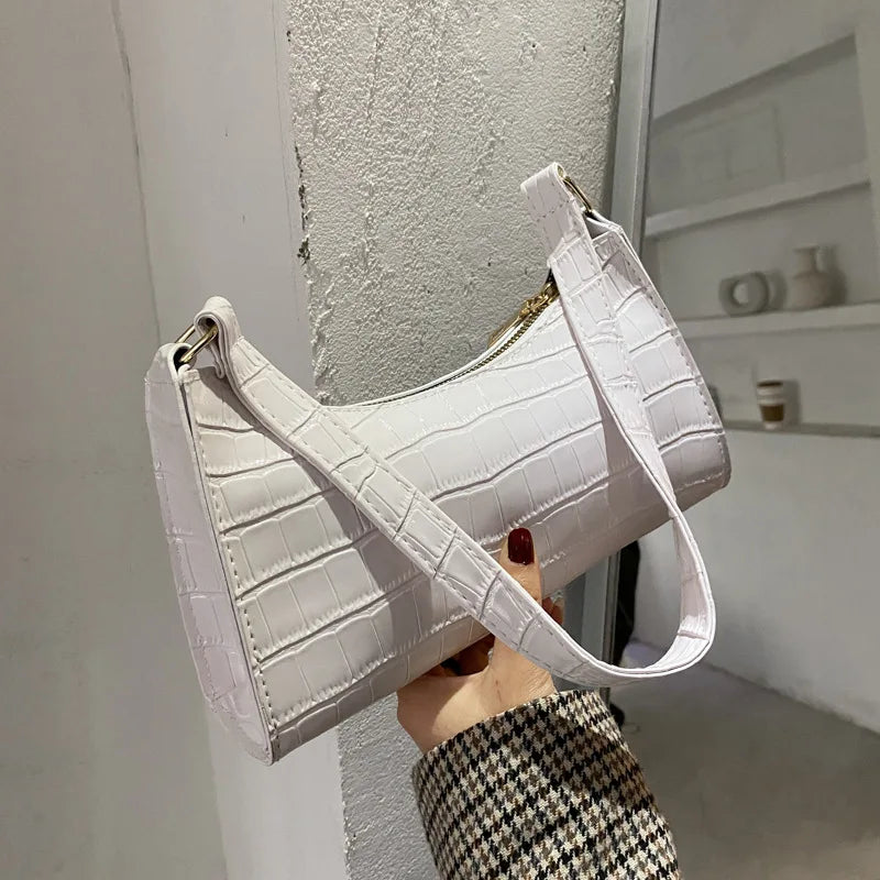 Retro Alligator Pattern Female Small Handbags and Purse Armpit