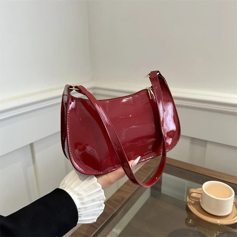 Retro Solid Color PU Leather Shoulder Bag Fashion Women's Handbags