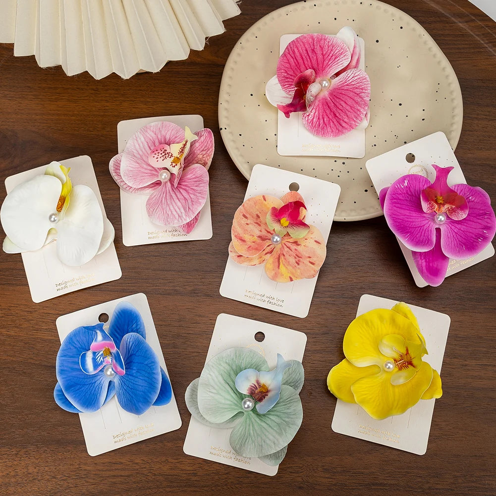 Artificial Orchid Flower Hair Clips for Woman