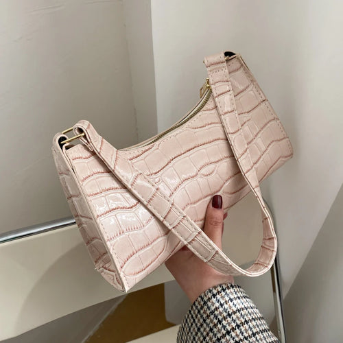 Retro Alligator Pattern Female Small Handbags and Purse Armpit