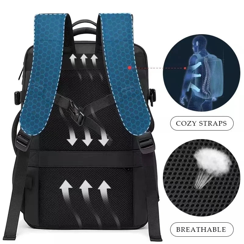 Travel Backpack Men Business Backpack School Expandable USB Bag
