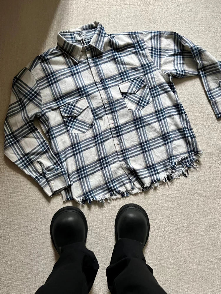 Plaid Jackets Men Tassel Classic Popular Versatile Japanese Preppy