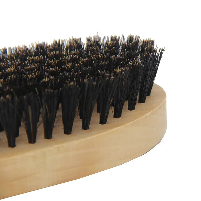 Wooden Hair Beard Brush For Men Natural Wood Comb Boar Bristle