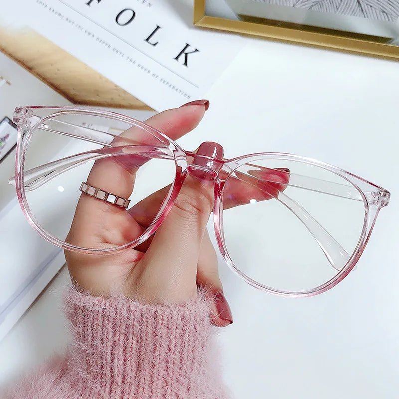 Transparent Computer Glasses Frame Women Men Anti Blue Light Round