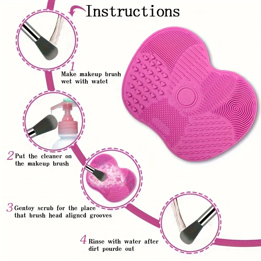 Silicone Apple Shaped Makeup Brush Cleaning Pad - Puff Cleaning Tool
