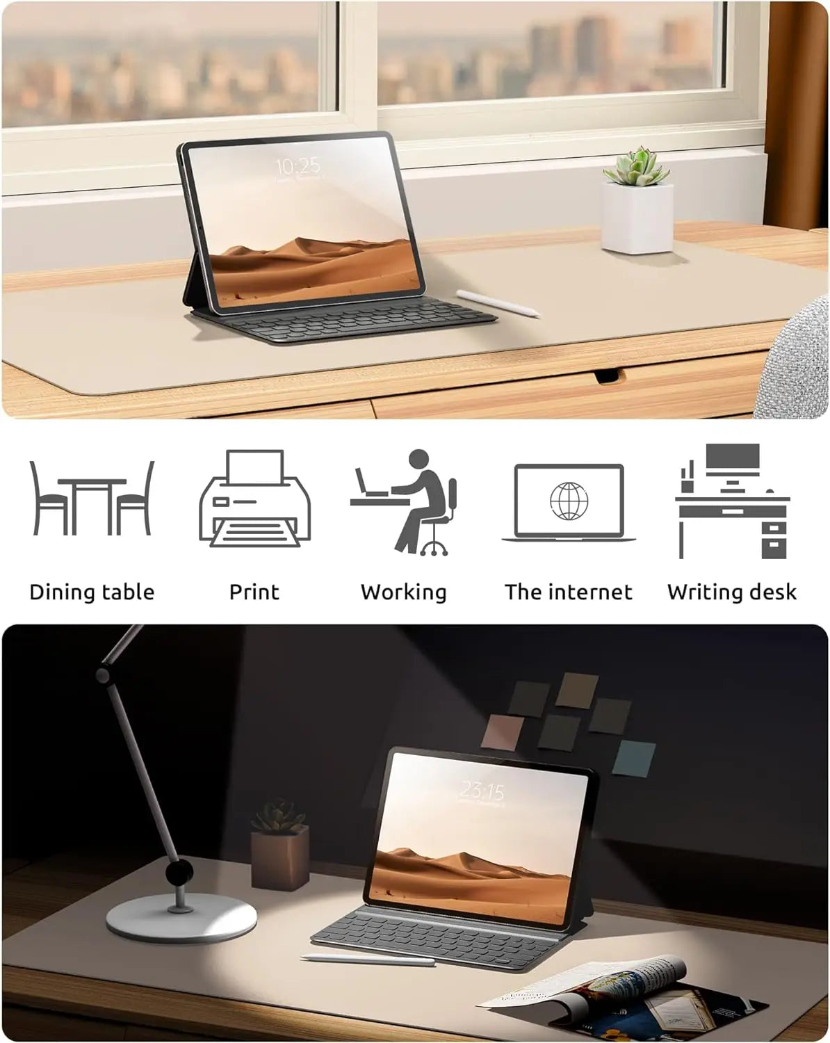 Large Mouse Pad,Office Desk Mat, Leather Desk Pad Protector, Non-Slip