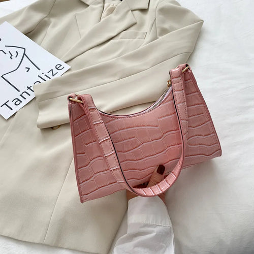 Retro Alligator Pattern Female Small Handbags and Purse Armpit