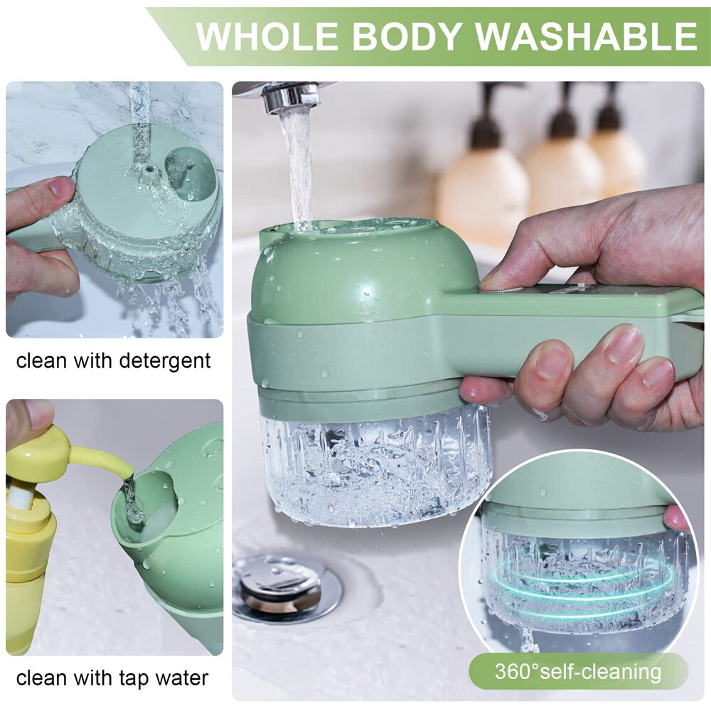 EcoSlice Cordless Vegetable Chopper - 4-Function Kitchen Gadget