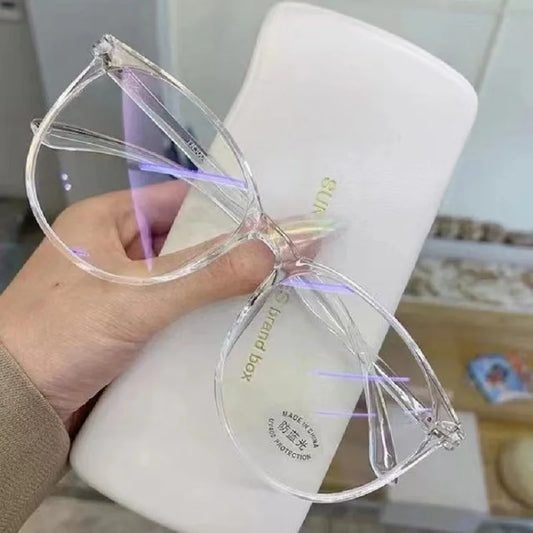 Transparent Computer Glasses Frame Women Men Anti Blue Light Round