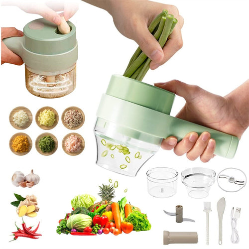 EcoSlice Cordless Vegetable Chopper - 4-Function Kitchen Gadget