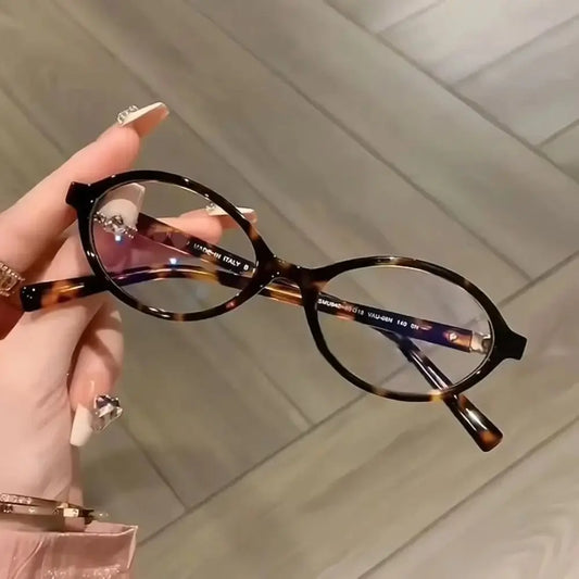 Y2K Retro Oval Frame Glasses Women Female  Sweet Cool Eyewear Trend