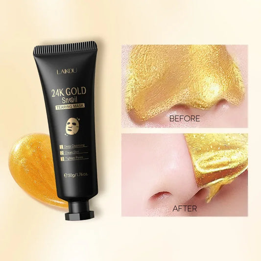 LAIKOU 24K Gold SNAIL TEARING   Mask Deep Cleansing Remove Blackhead