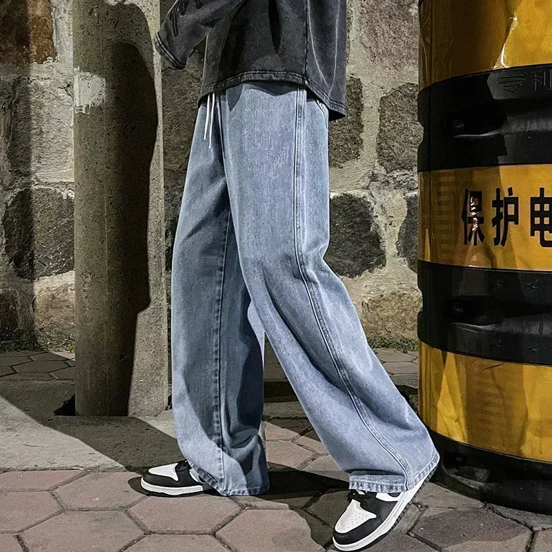 2024 New Streetwear Loose Jeans Men Korean Style Fashion Loose