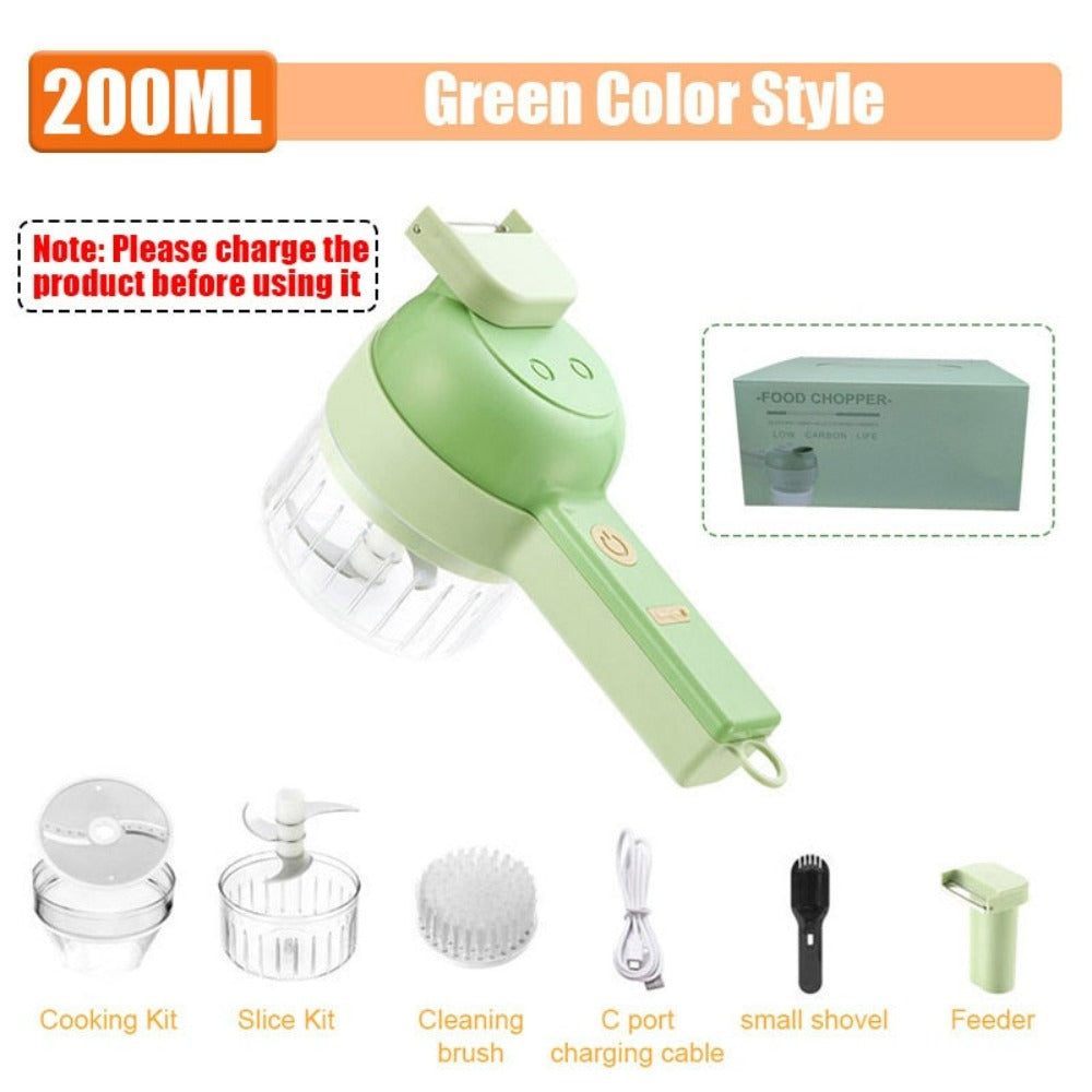 EcoSlice Cordless Vegetable Chopper - 4-Function Kitchen Gadget
