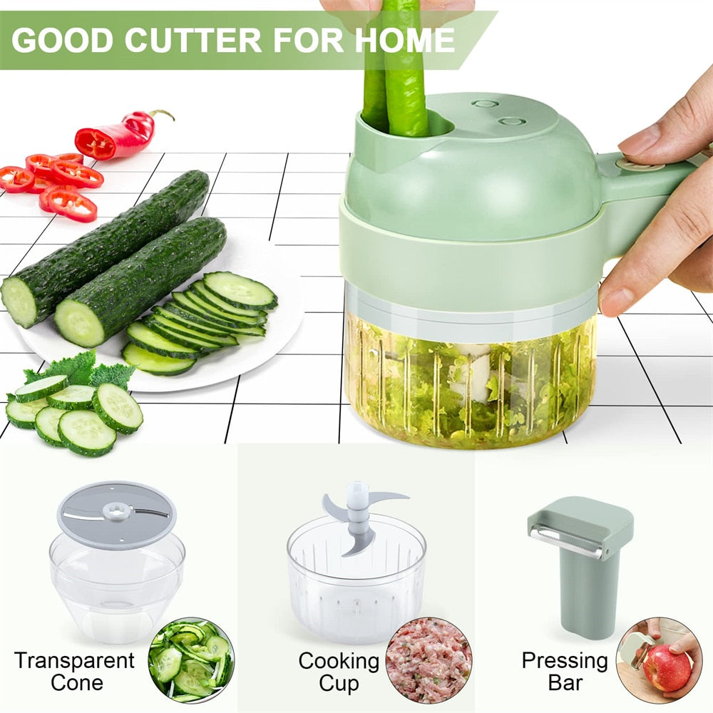 EcoSlice Cordless Vegetable Chopper - 4-Function Kitchen Gadget