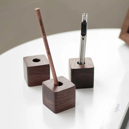1pc Walnut Wood Pen Holder Pen Container For Desk Stationery Storage